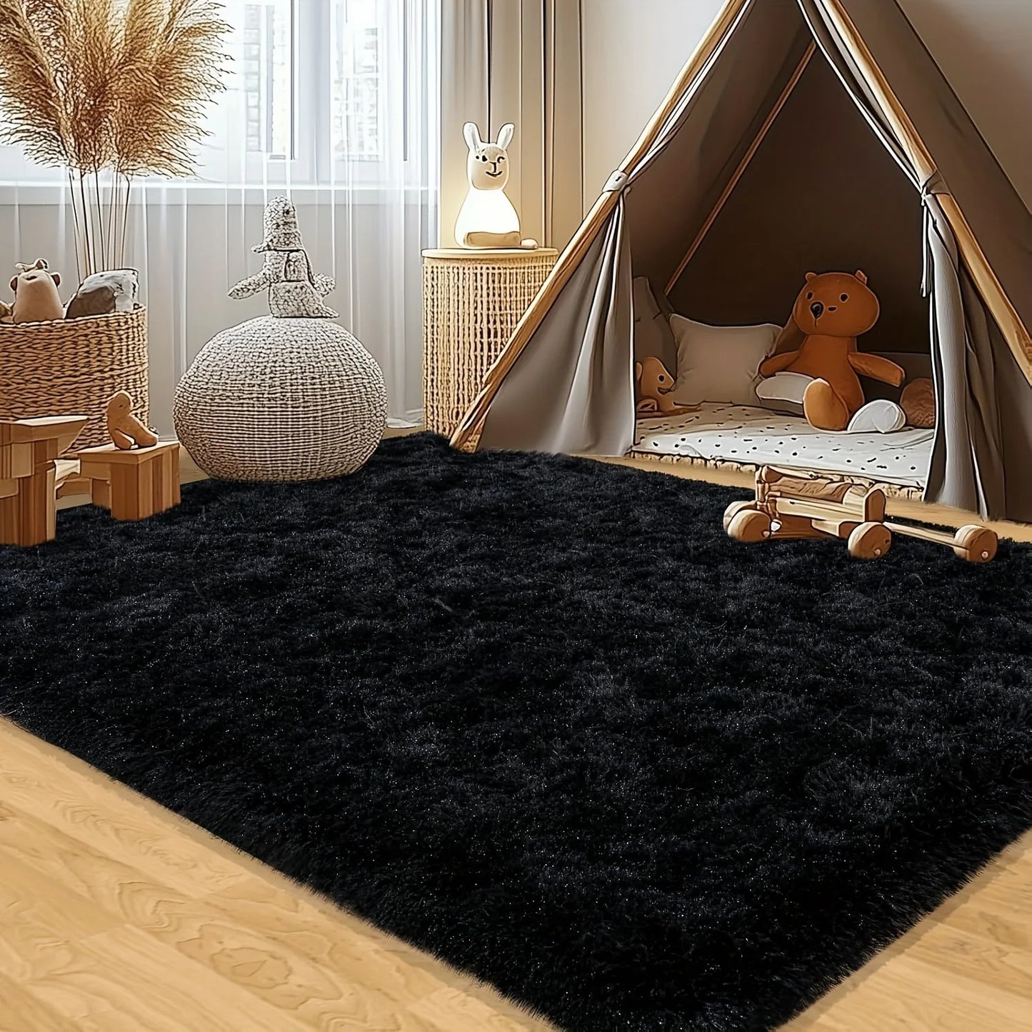 Geometric Plush Bedroom Rug 100 Percent Polyester Rectangle European Style