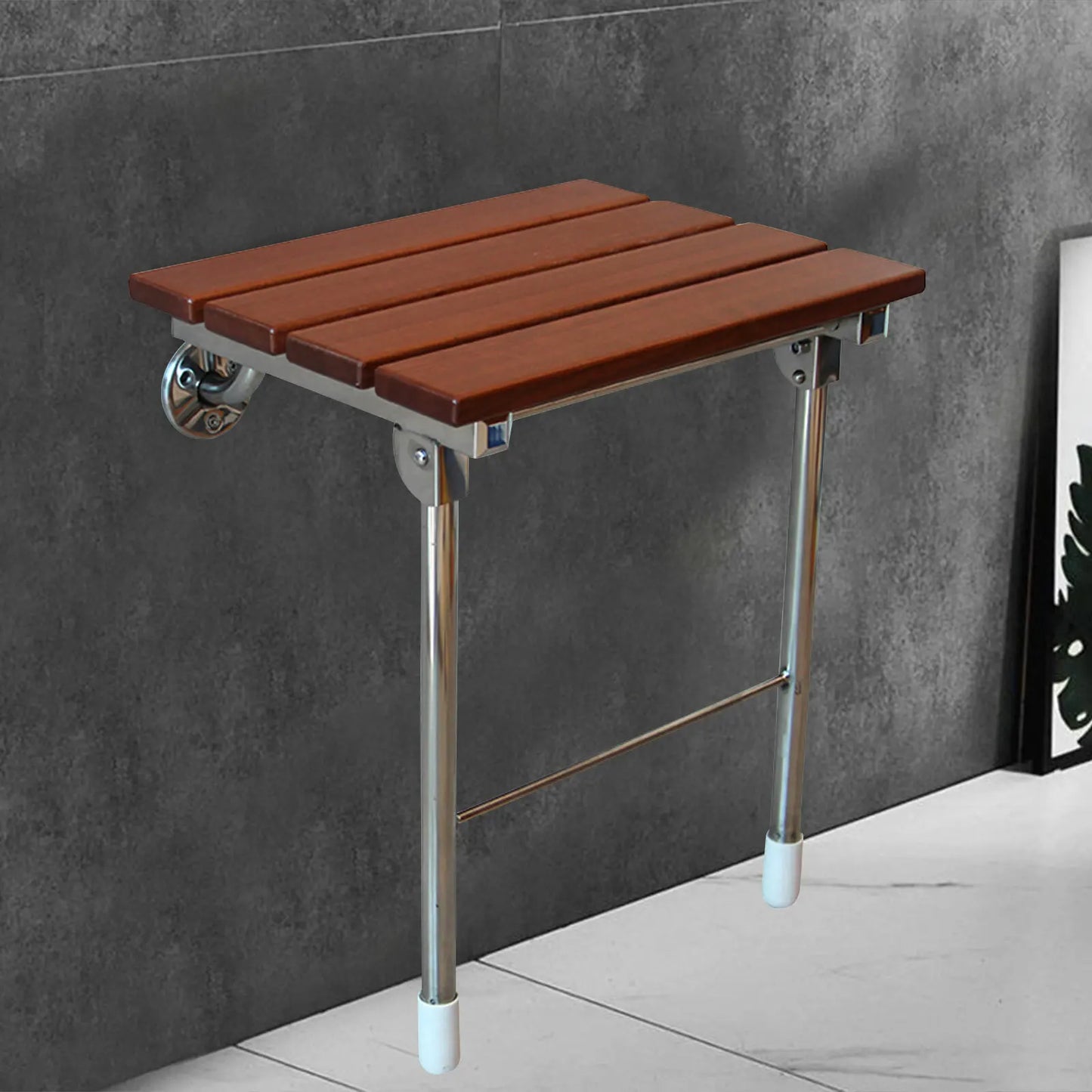Folding Shower Seat Wall Mounted Solid Wood Fold Down Bench