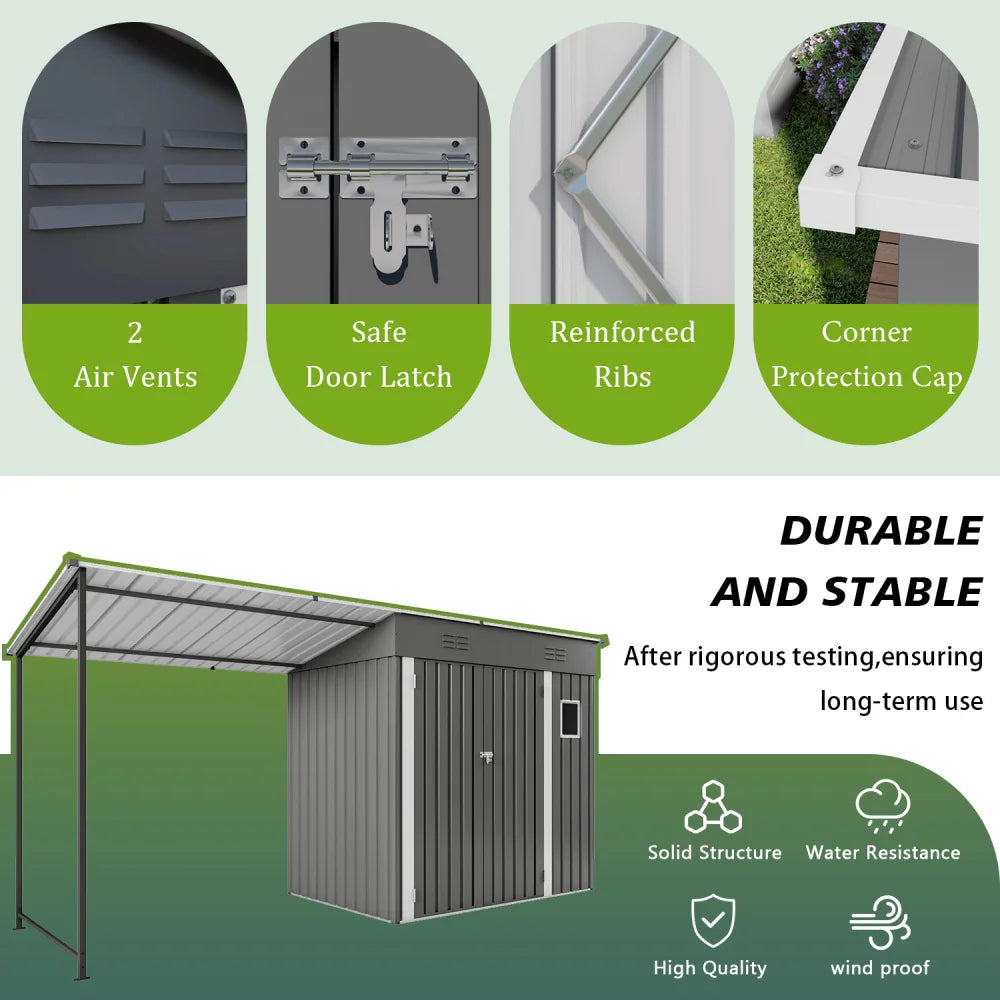 Metal Lean To Shed With Open Pergola And Attached Gazebo