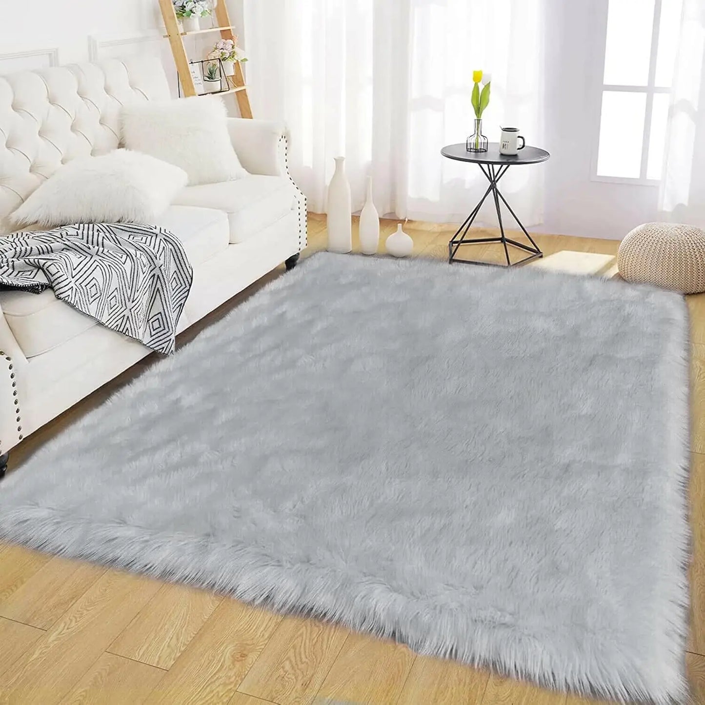 Fluffy Faux Sheepskin Area Rug Shaggy Plush For Living Room And Bedroom