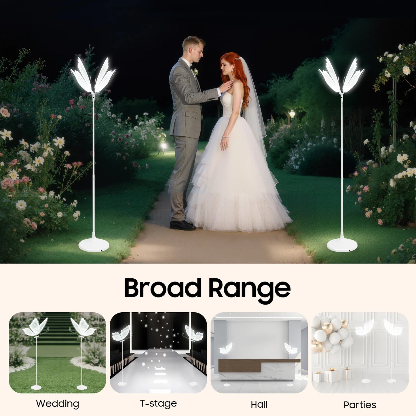 Wedding Butterfly LED Floor Lamp With Adjustable Height 48W 110V