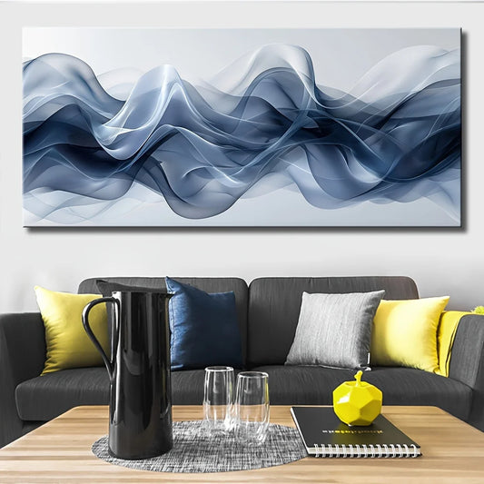 Abstract Wavy Canvas Wall Art in Pine Wood Frame
