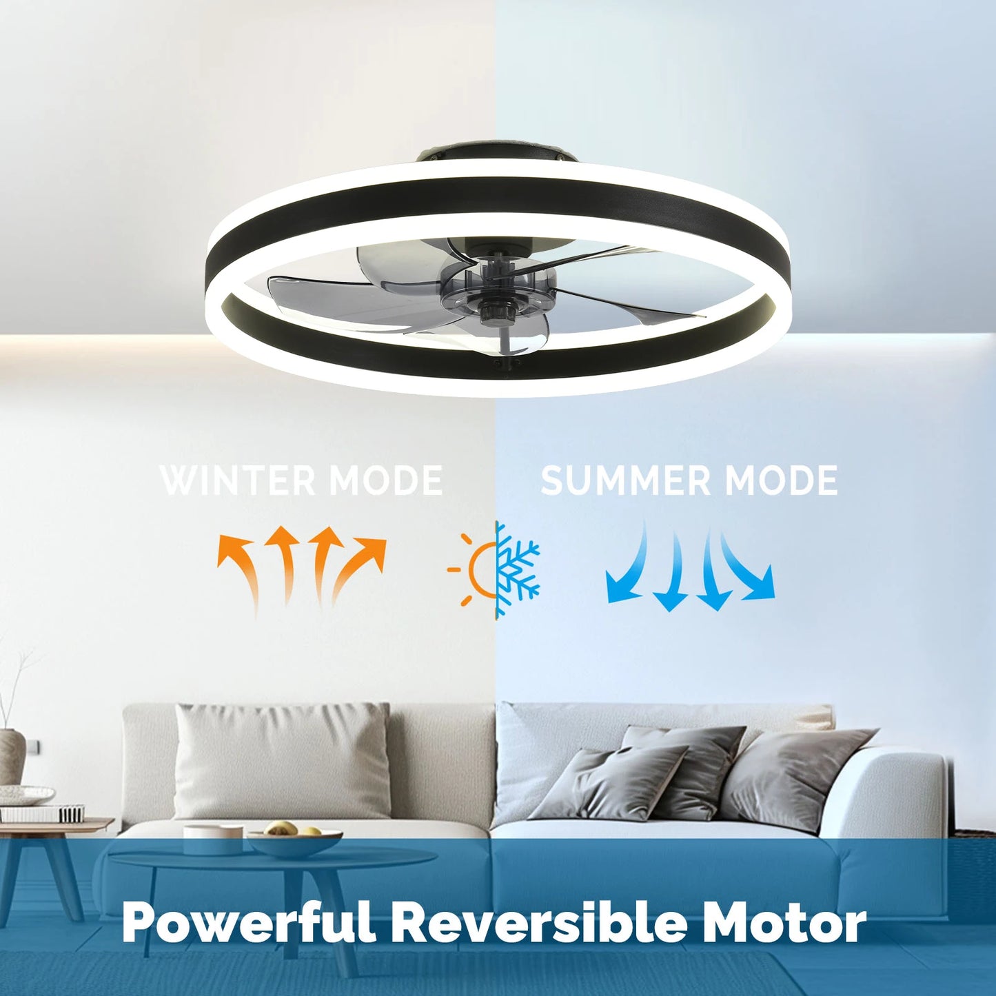 Orison Ceiling Fan Remote Control Flush Mount Dimmable Low Profile