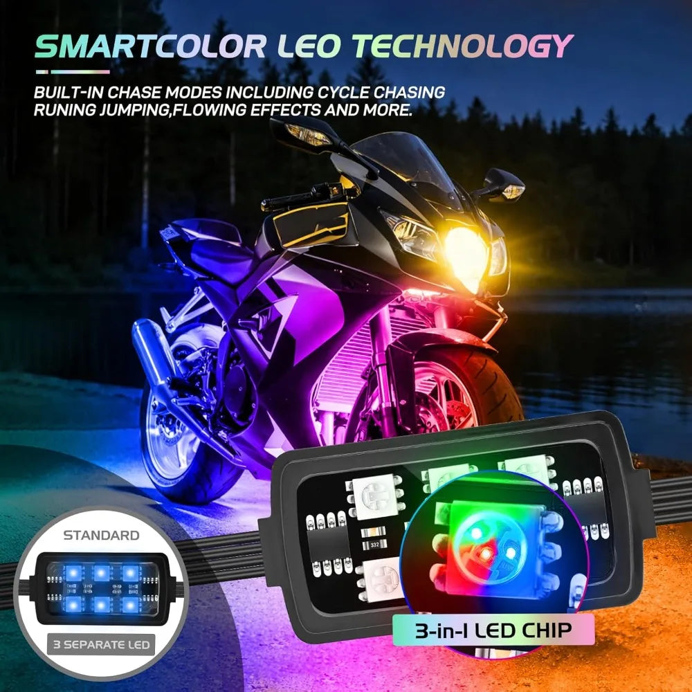 Nilight Motorcycle LED Strip Lights Kit with APP Remote Control