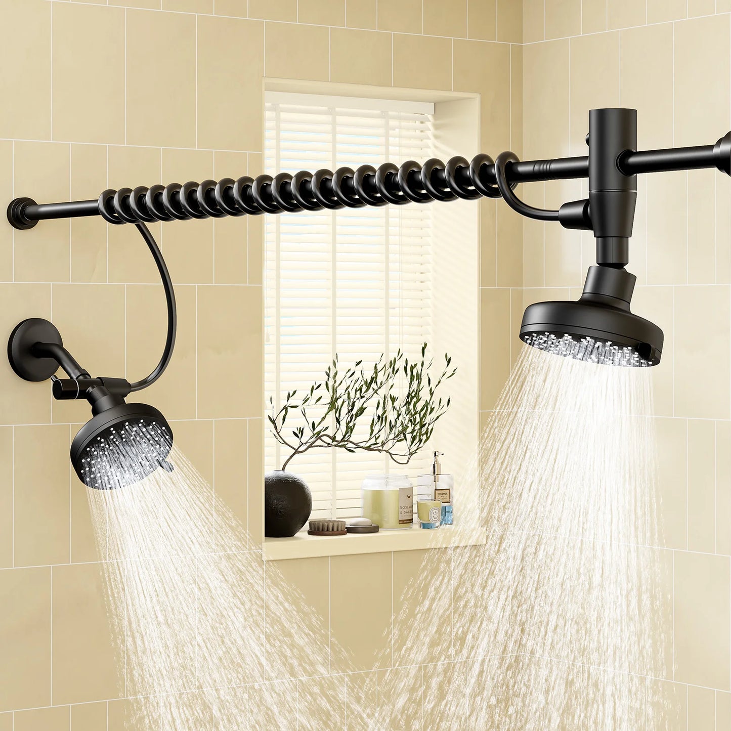 Tandem Dual Shower Head For Couples With Original Adjustable Slider