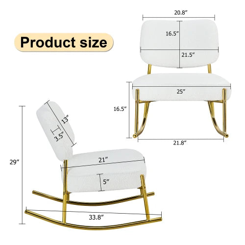 Nursery Teddy Fabric Upholstered Glider Rocker Chair