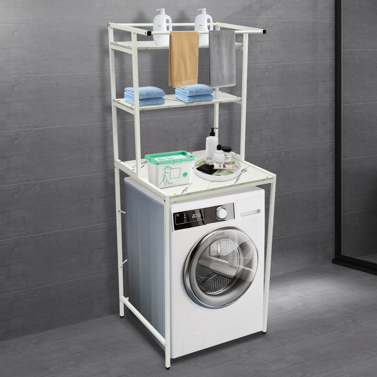 Over Washer Dryer Storage Shelf 3-Tier Organizer Rack for Towels