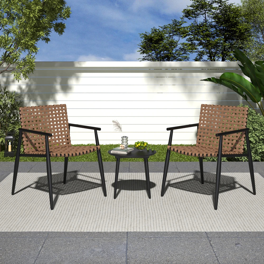 LISM PE Rattan Outdoor Chat Set With Glass Side Table