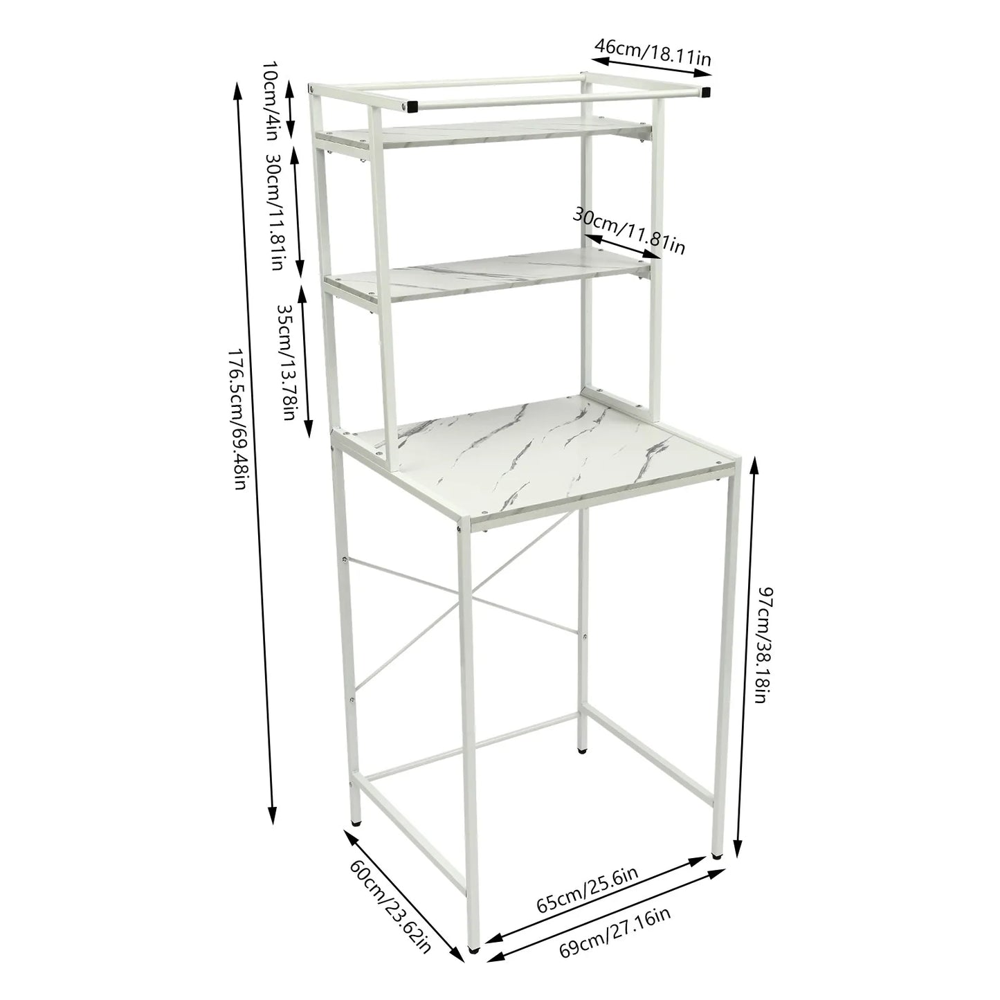 Over Washer Dryer Storage Shelf 3-Tier Organizer Rack for Towels
