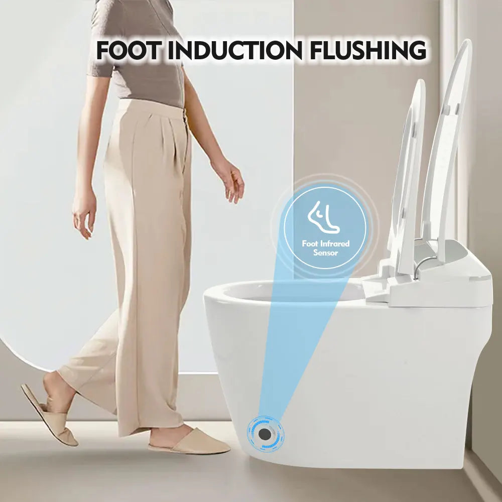 Heated Seat Smart Toilet One Piece Automatic Flush Foot Sensor