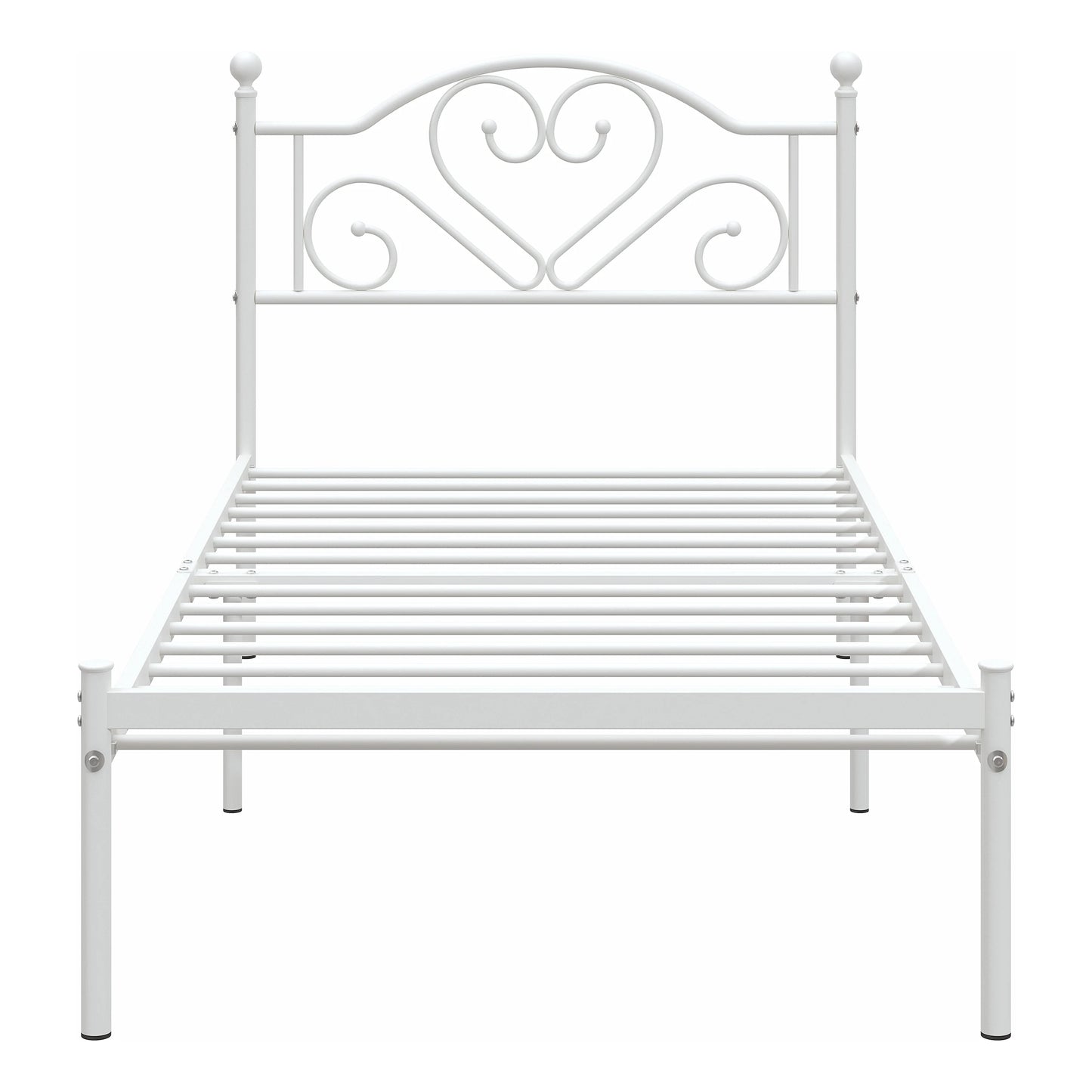 MERRONIX Heart Shaped Headboard Heavy Duty Metal Platform Bed Frame
