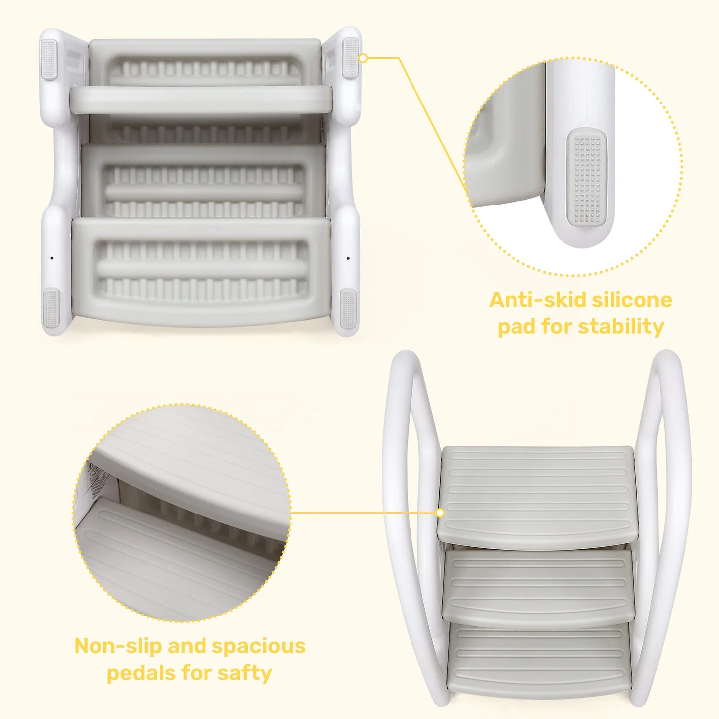 Toddler Step Stool With Handles Dual Tier Plastic For Bathroom