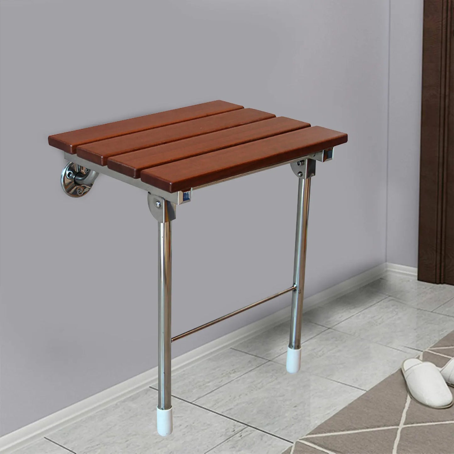 Folding Shower Seat Wall Mounted Solid Wood Fold Down Bench