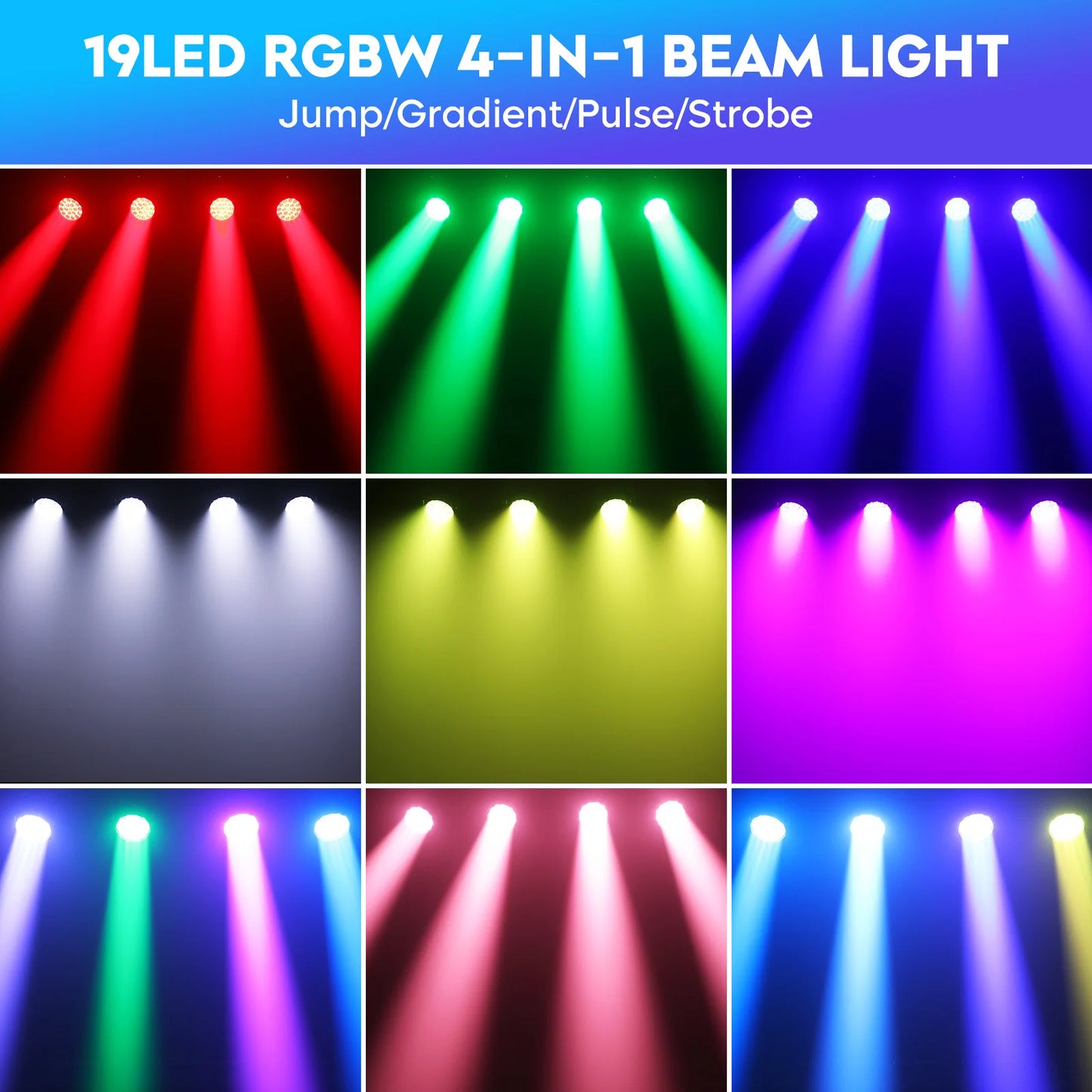 Rudderstar 2Pack RGBW Beam Moving Head Lights DMX Zoom Wash
