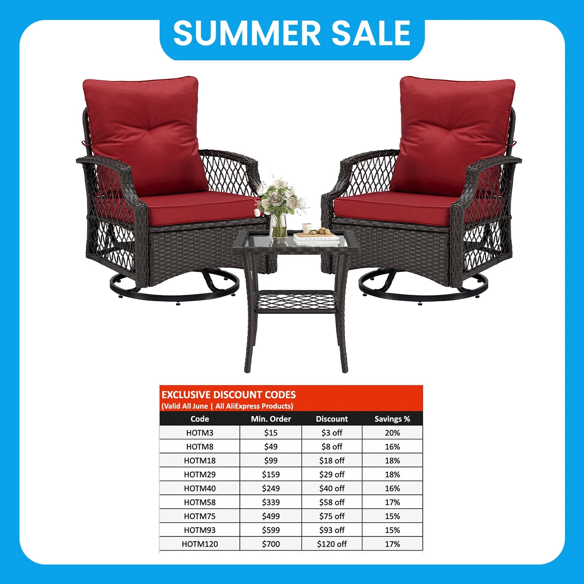 Three Piece Swivel Patio Bistro Set With Cushions Outdoor All Weather Rattan