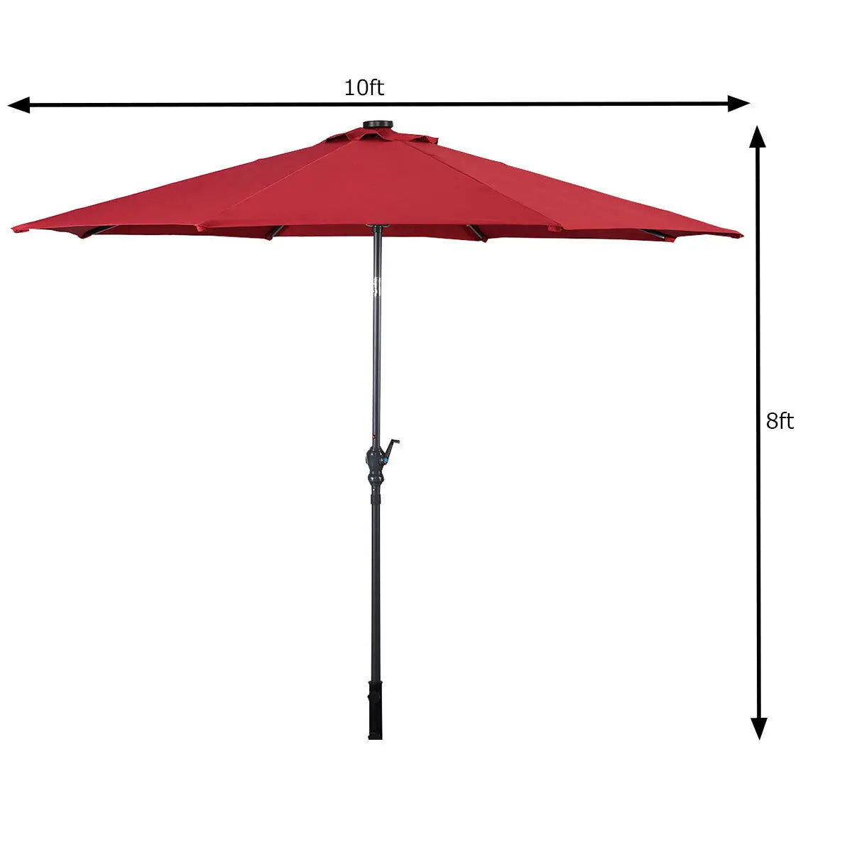 HOMASIS 10ft Solar LED Patio Umbrella With Tilt And Crank