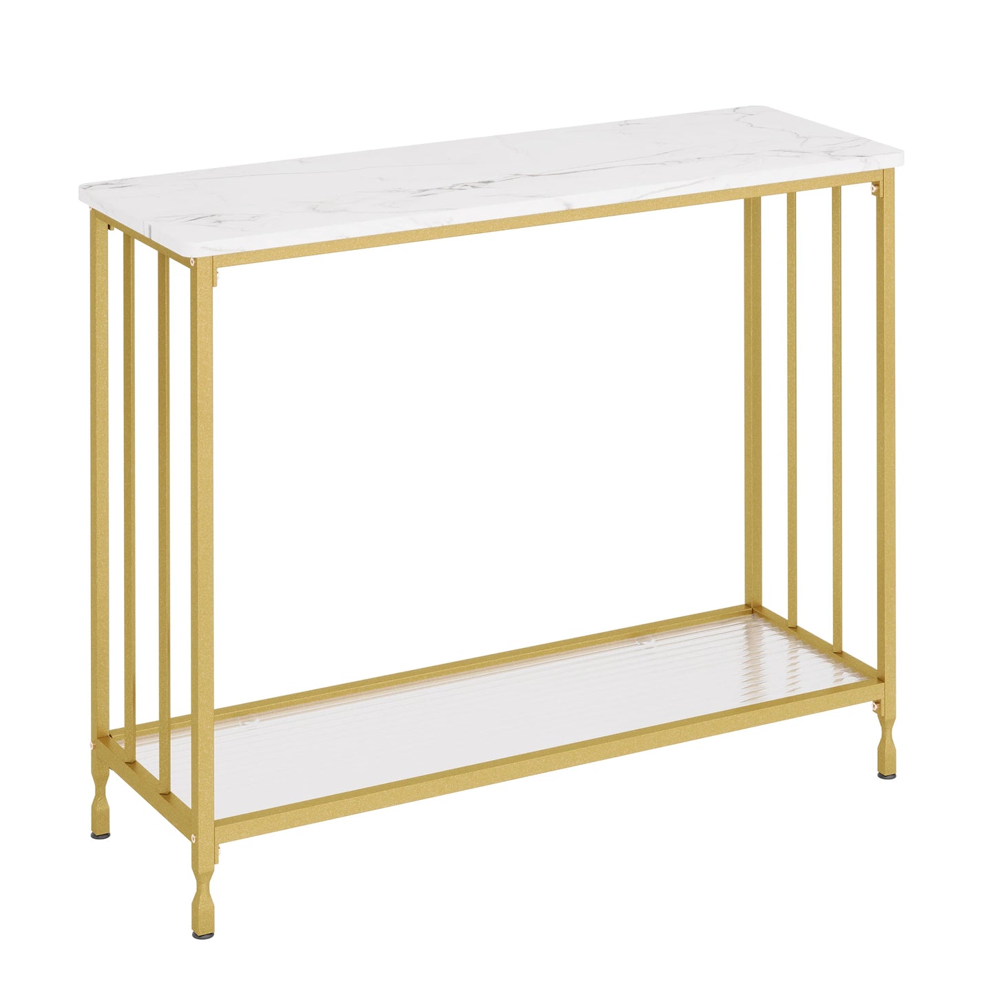 HobbyLane Hallway Console Table With Glass Shelf And Metal Frame