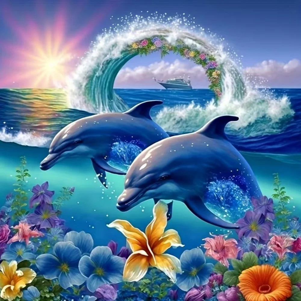 MomoArt Diamond Painting Dolphin Kit Diamond Mosaic Artwork