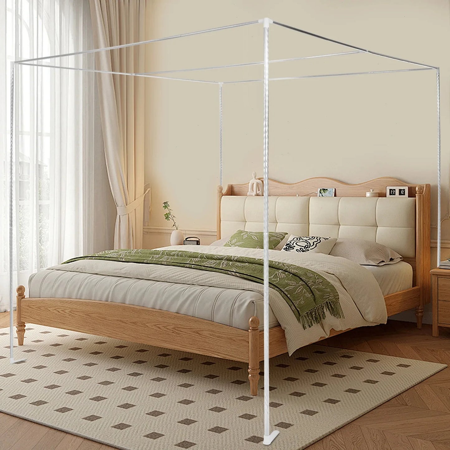 Bymaocar Stainless Steel Canopy Bed Frame With Tee Connectors