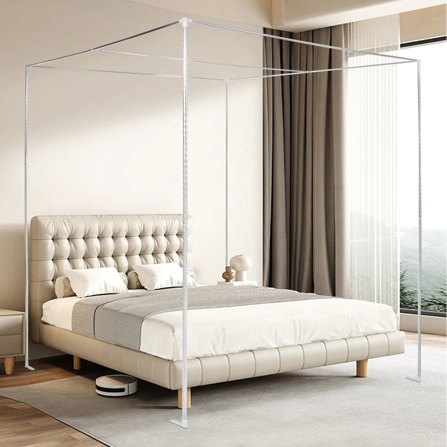 Bymaocar Stainless Steel Canopy Bed Frame With Tee Connectors