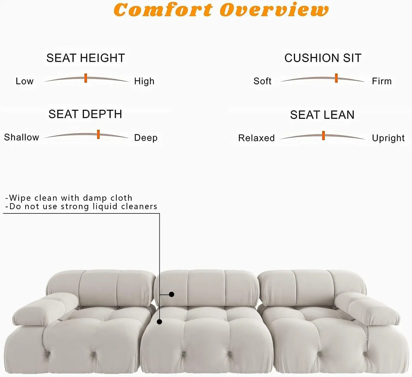 Sdorens Minimalist Modular Velvet Sectional Sofa Set For Living Room