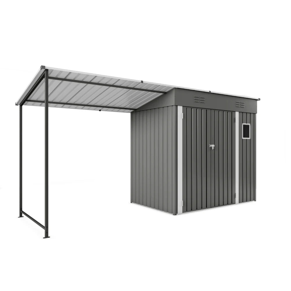 Metal Lean To Shed With Open Pergola And Attached Gazebo