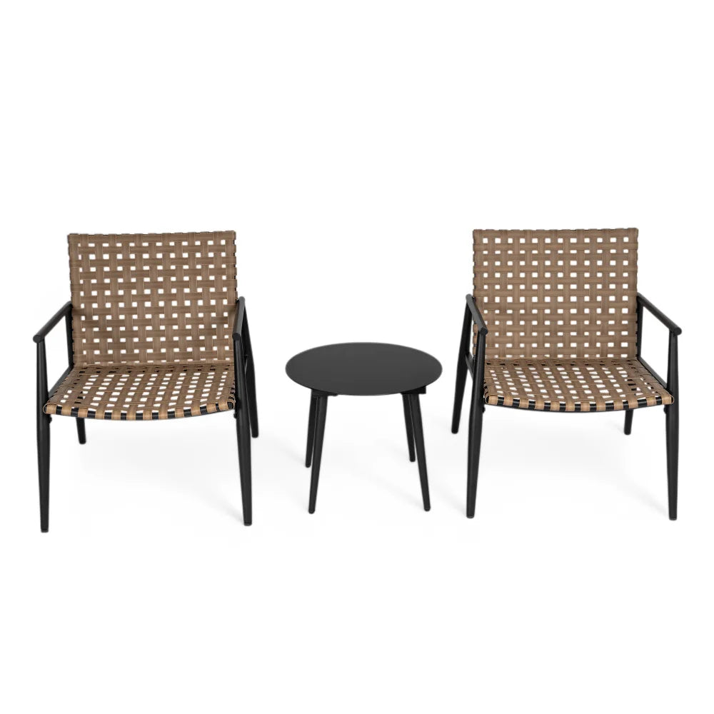 LISM PE Rattan Outdoor Chat Set With Glass Side Table