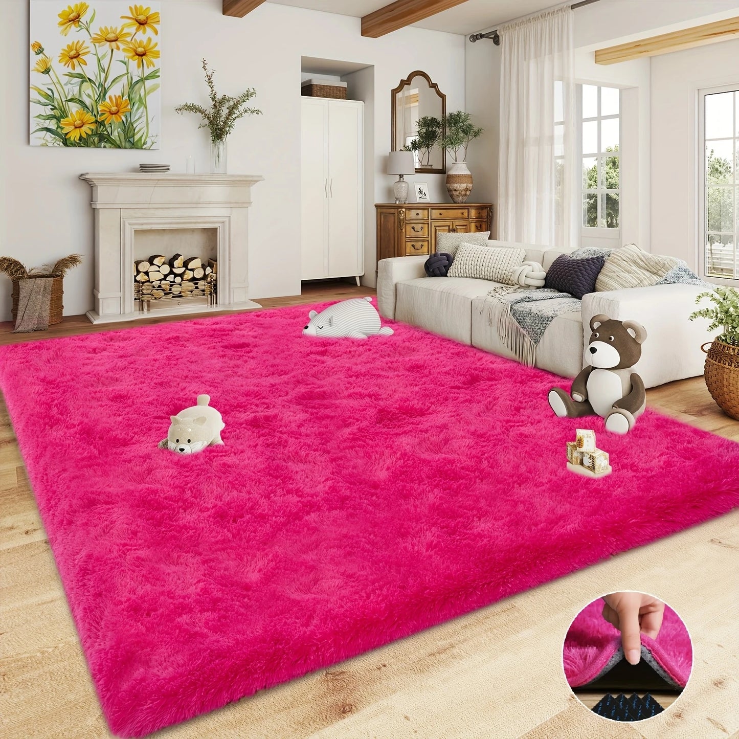Non Slip Shag Rug For Living Room Nursery Plush Stickers