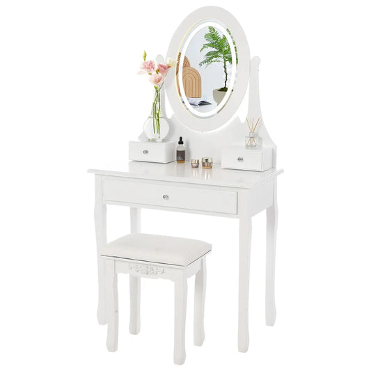 HiMISS Vanity Desk With Mirror And LED Lights Dressing Table
