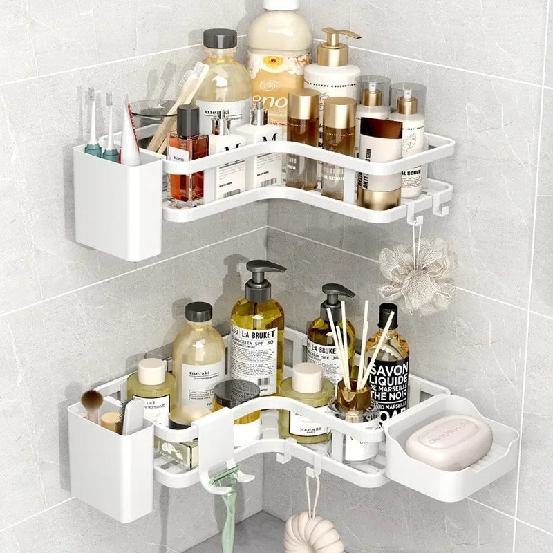 Double Layer Stainless Steel Corner Shelf Wall Mount No Drilling