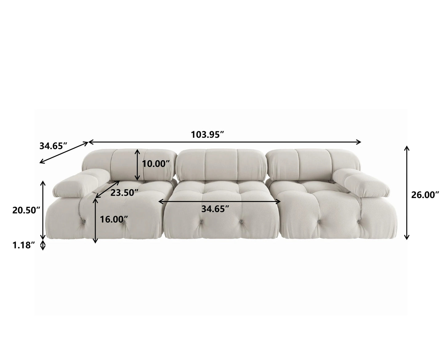 Sdorens Minimalist Modular Velvet Sectional Sofa Set For Living Room