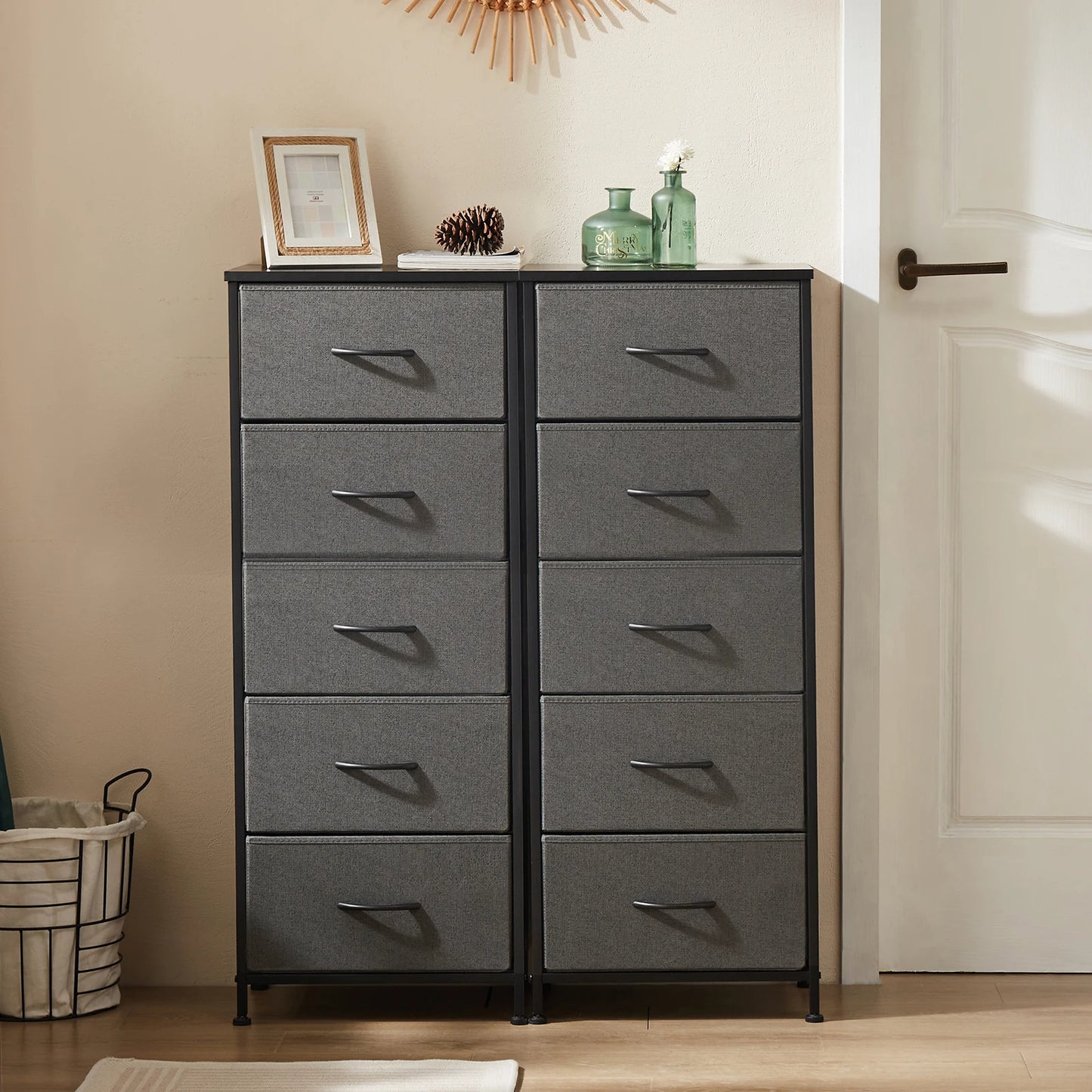 JHK Five Fabric Drawers Cabinet For Living Room Storage