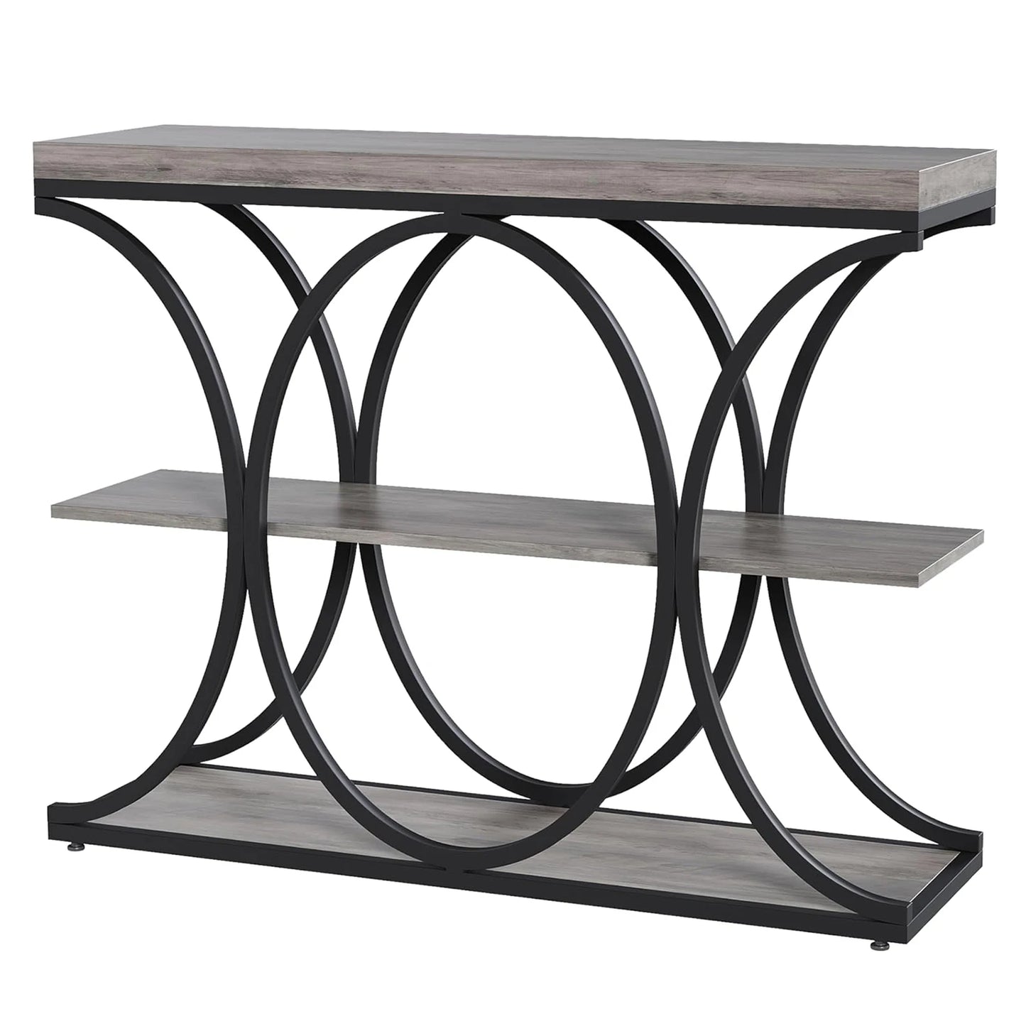 HiMISS Console Table Entryway With Metal Frame And Storage Shelves