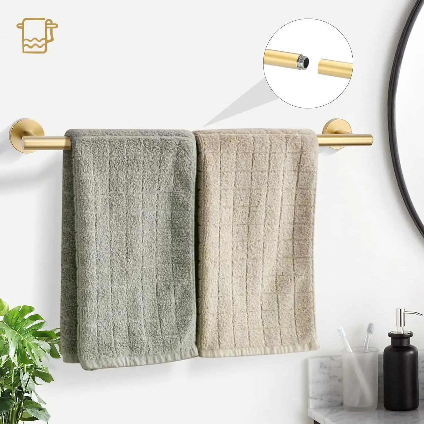 5 Piece Bathroom Hardware Set Stainless Steel Towel Bar Rack