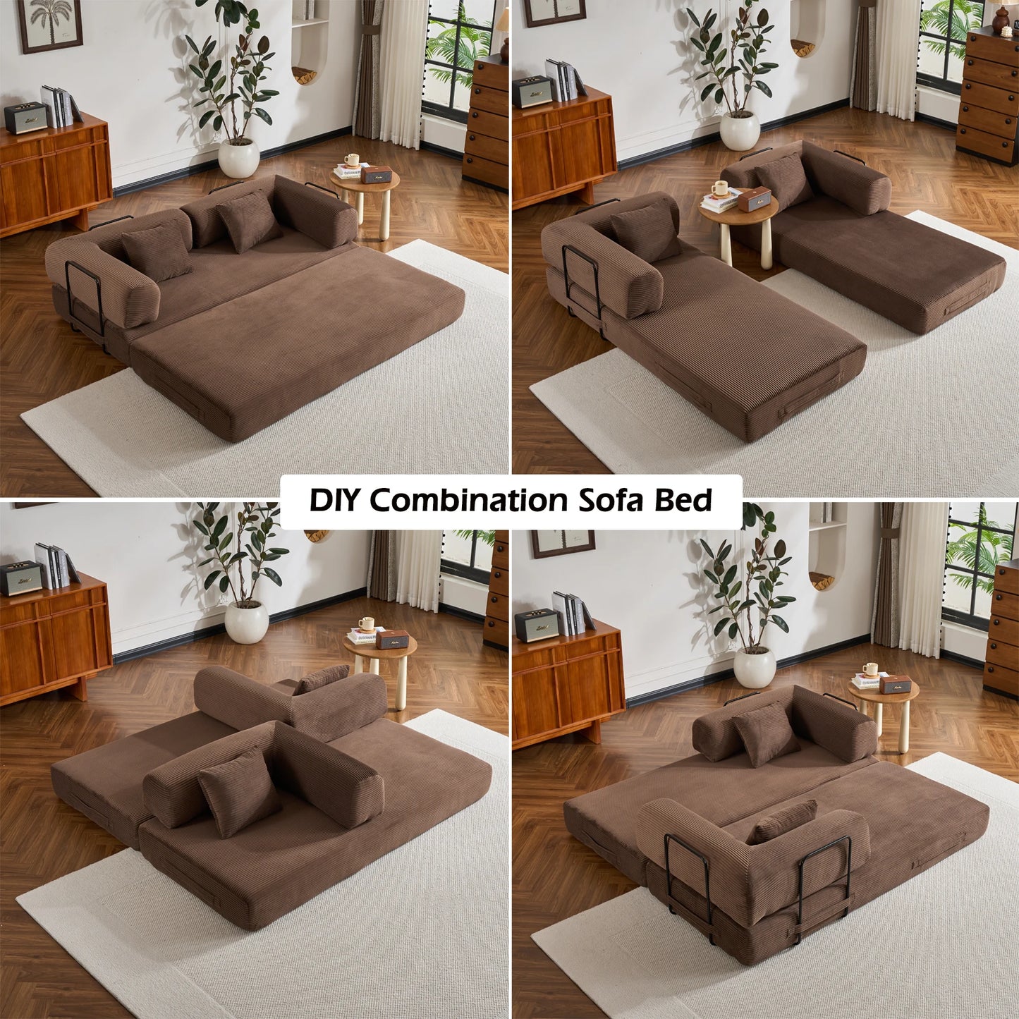 THOLASIS Velvet Folding Convertible Sofa Bed For Small Spaces