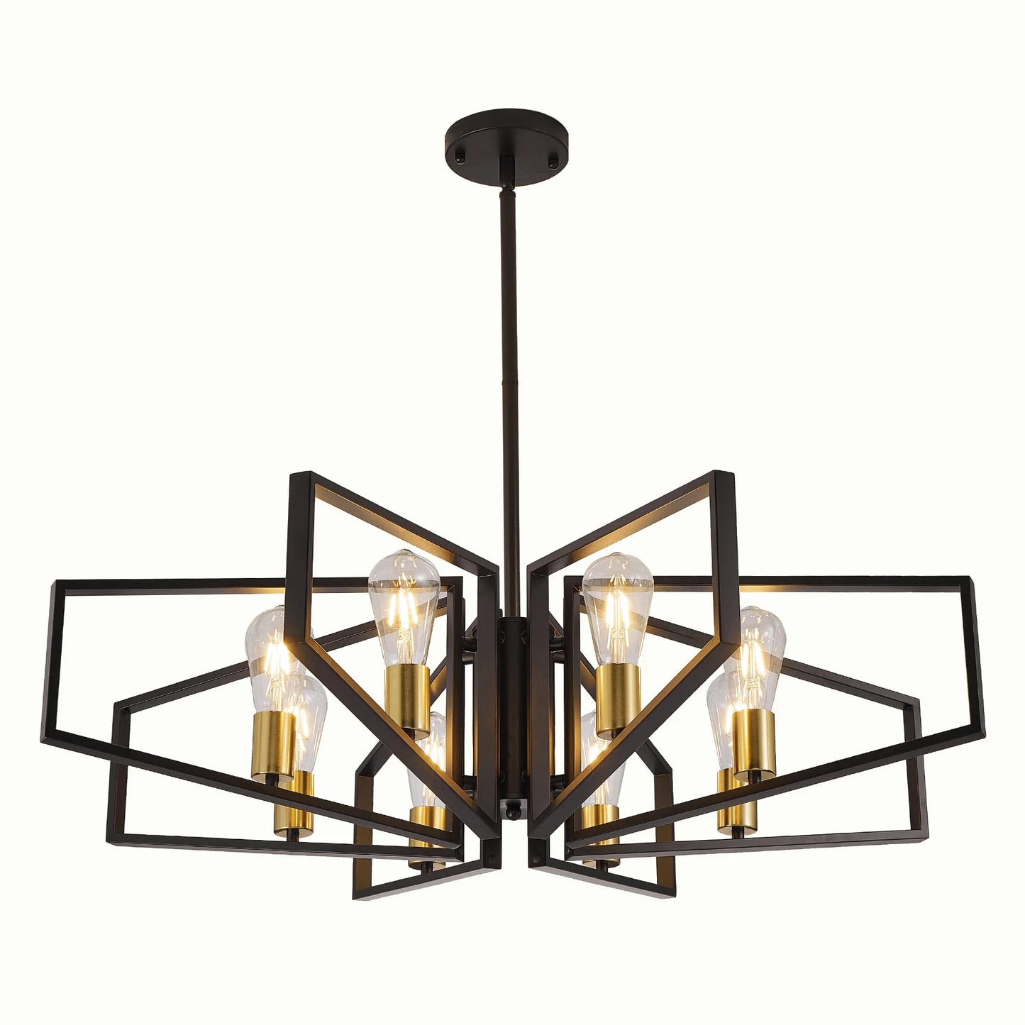 Modern 8 Light Geometric Chandelier Adjustable Height Metal Pendant
