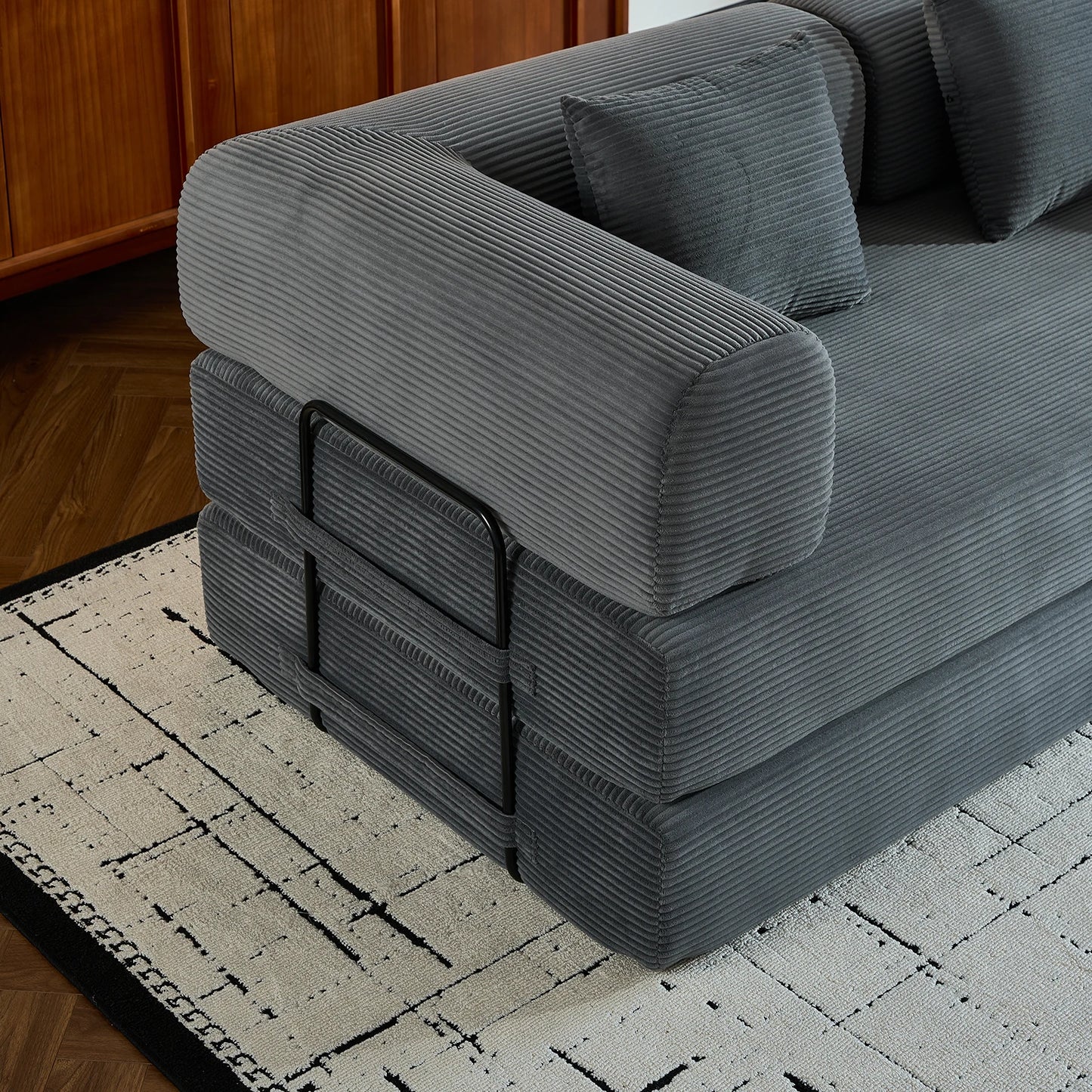 THOLASIS Velvet Folding Convertible Sofa Bed For Small Spaces
