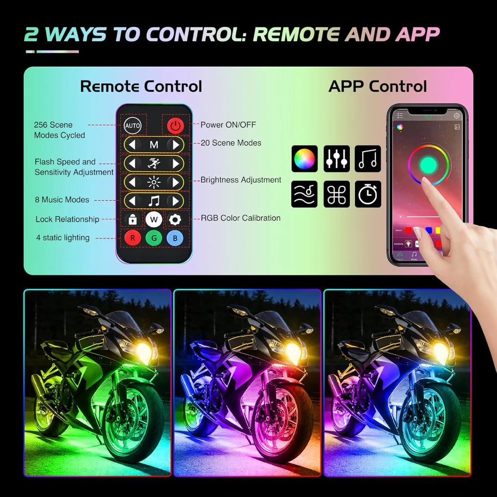 Nilight Motorcycle LED Strip Lights Kit with APP Remote Control