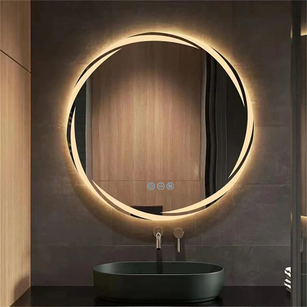 LED Round Anti-Fog Backlit Vanity Mirror Shatterproof 3 Color Lights