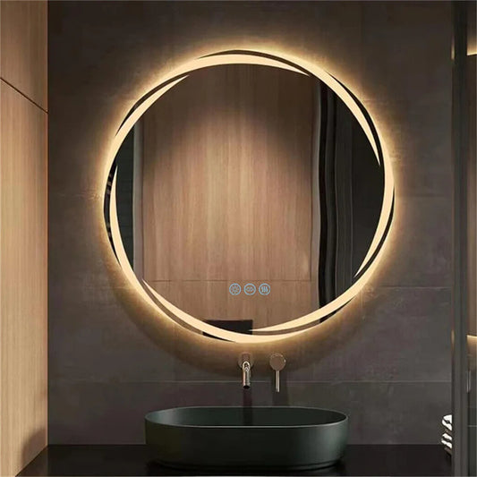 LED Round Anti-Fog Backlit Vanity Mirror Shatterproof 3 Color Lights