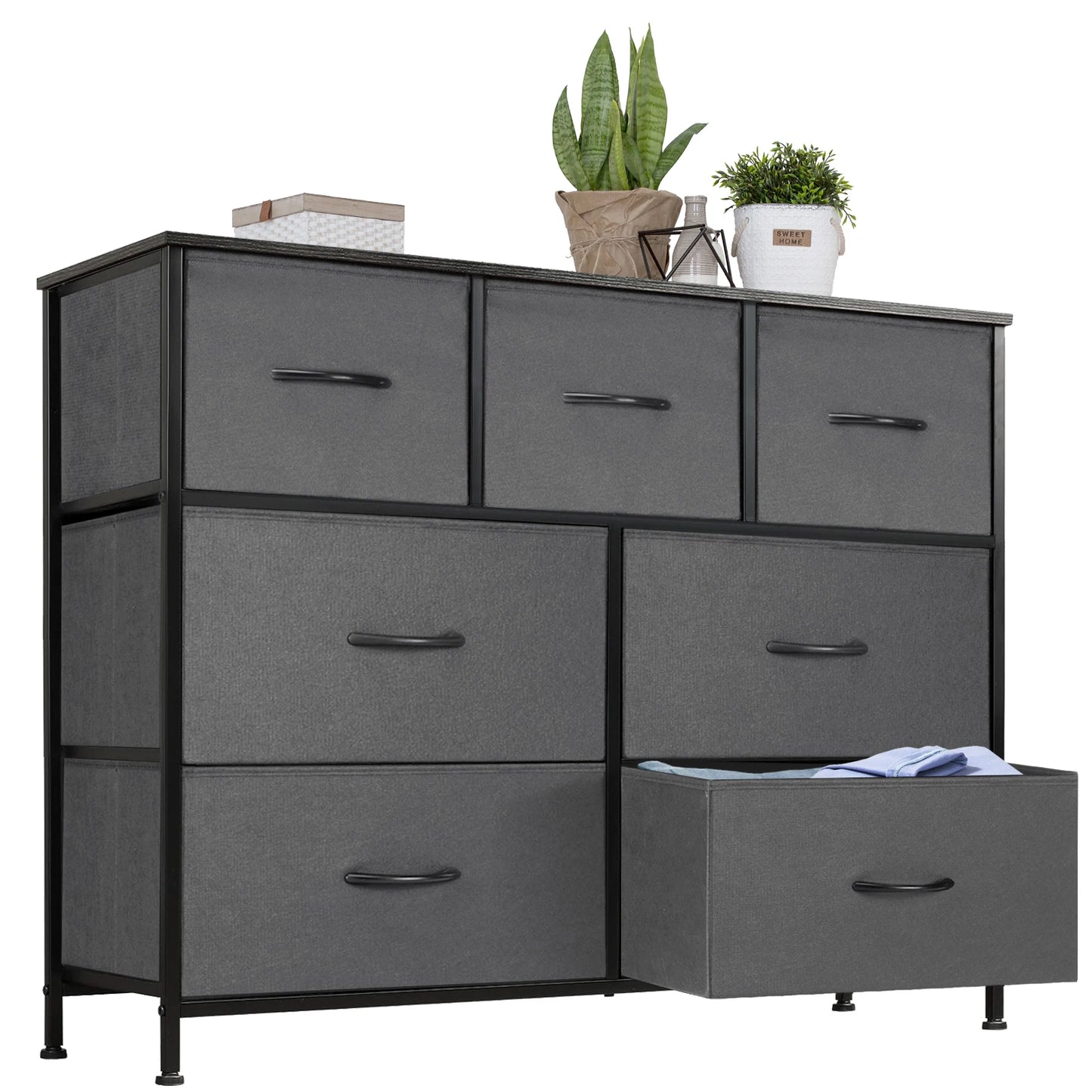 JHK Dresser With 7 Fabric Drawers Organizer Closet Chest