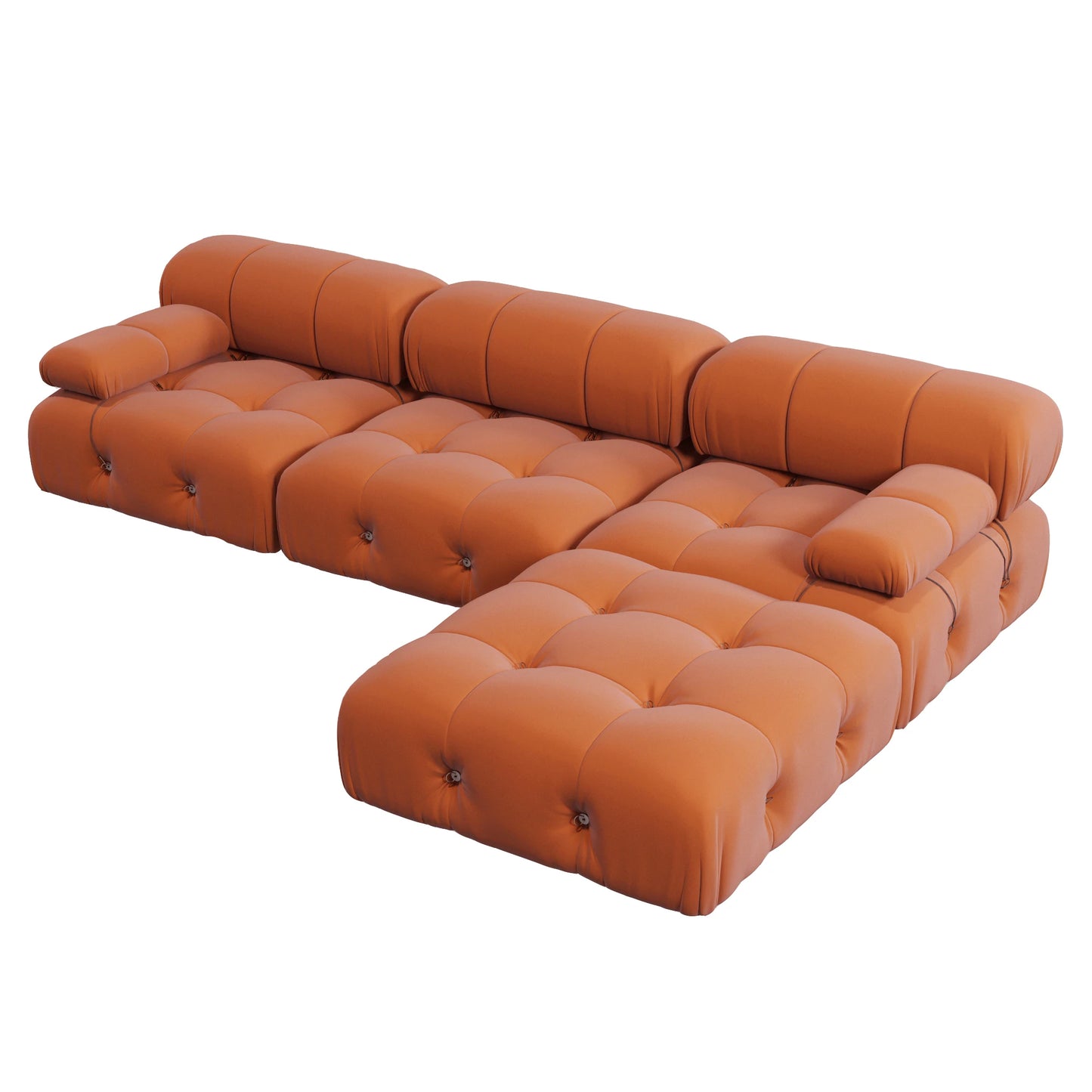 Sdorens Velvet L Shaped Sectional Sofa With Reversible Ottoman