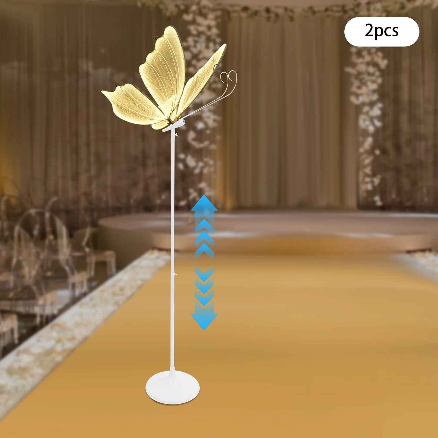 Romantic Butterfly Floor Lamp Set Of 2 48W LED Decoration Lights