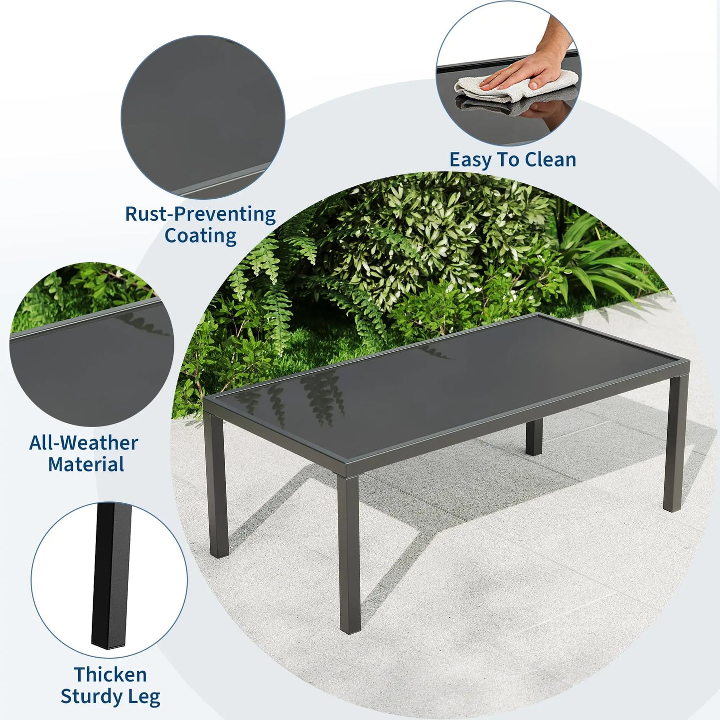 HobbyLane Modern 4 Piece Metal Patio Furniture Set Table Outdoor