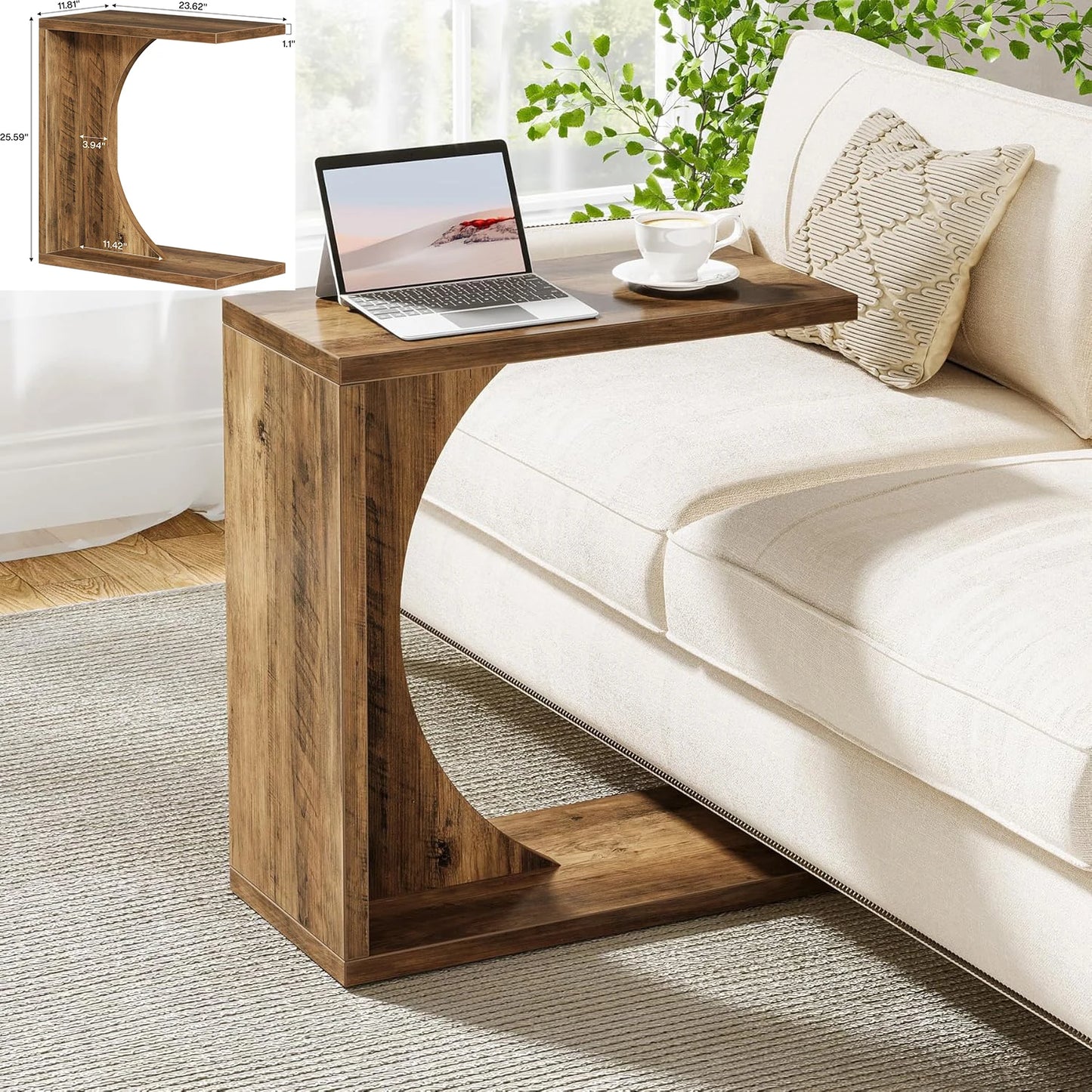 Little Tree Round C Shaped Wooden End Table For Living Room