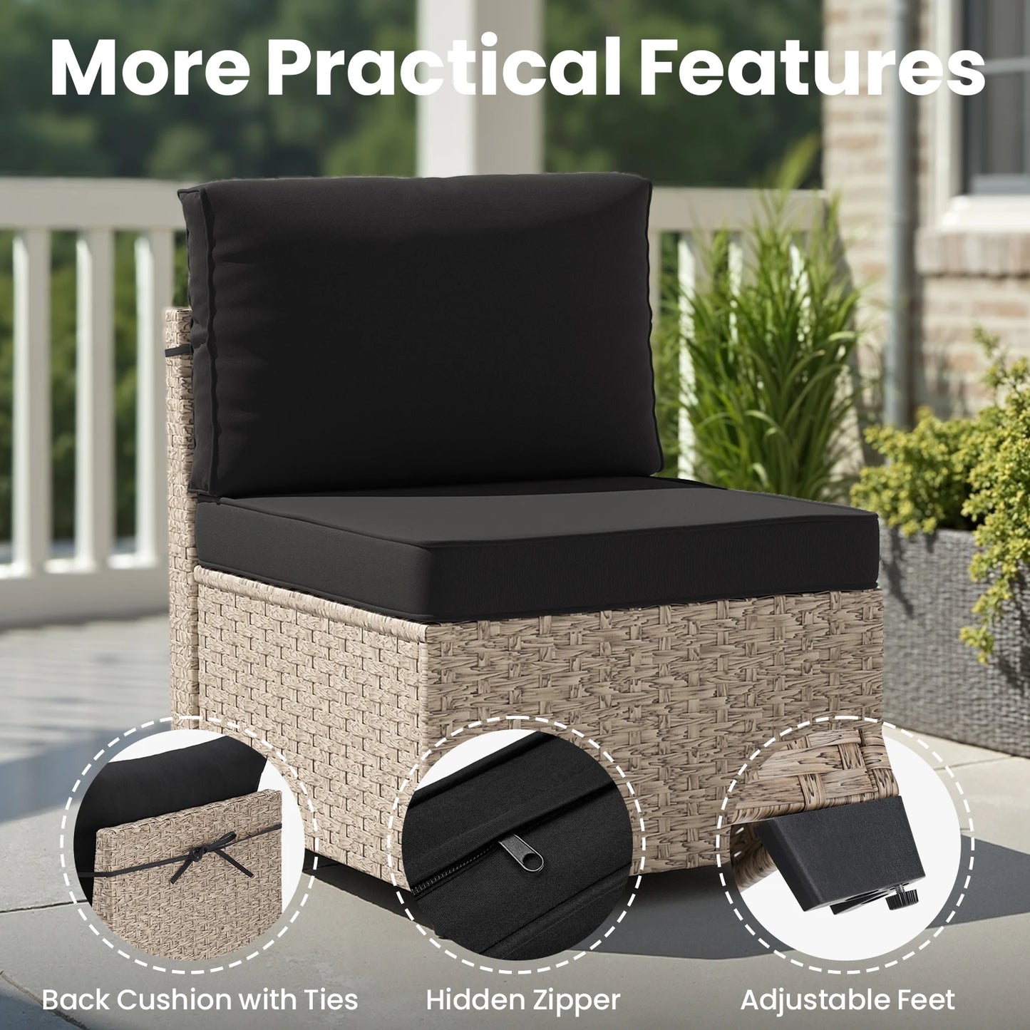 Outdoor 7-Piece Rattan Patio Furniture Set With Tempered Glass Table