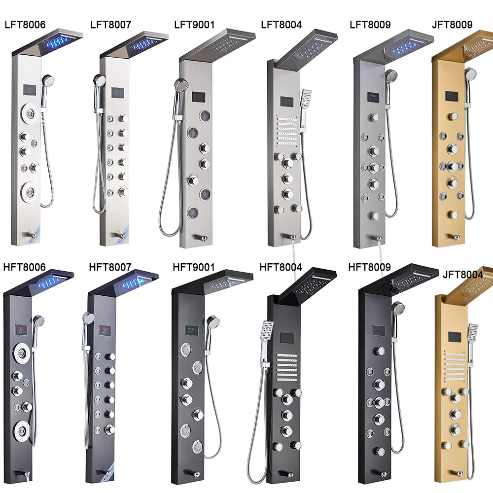 Uythner LED Shower Panel System With Temperature Display Mixer Tap
