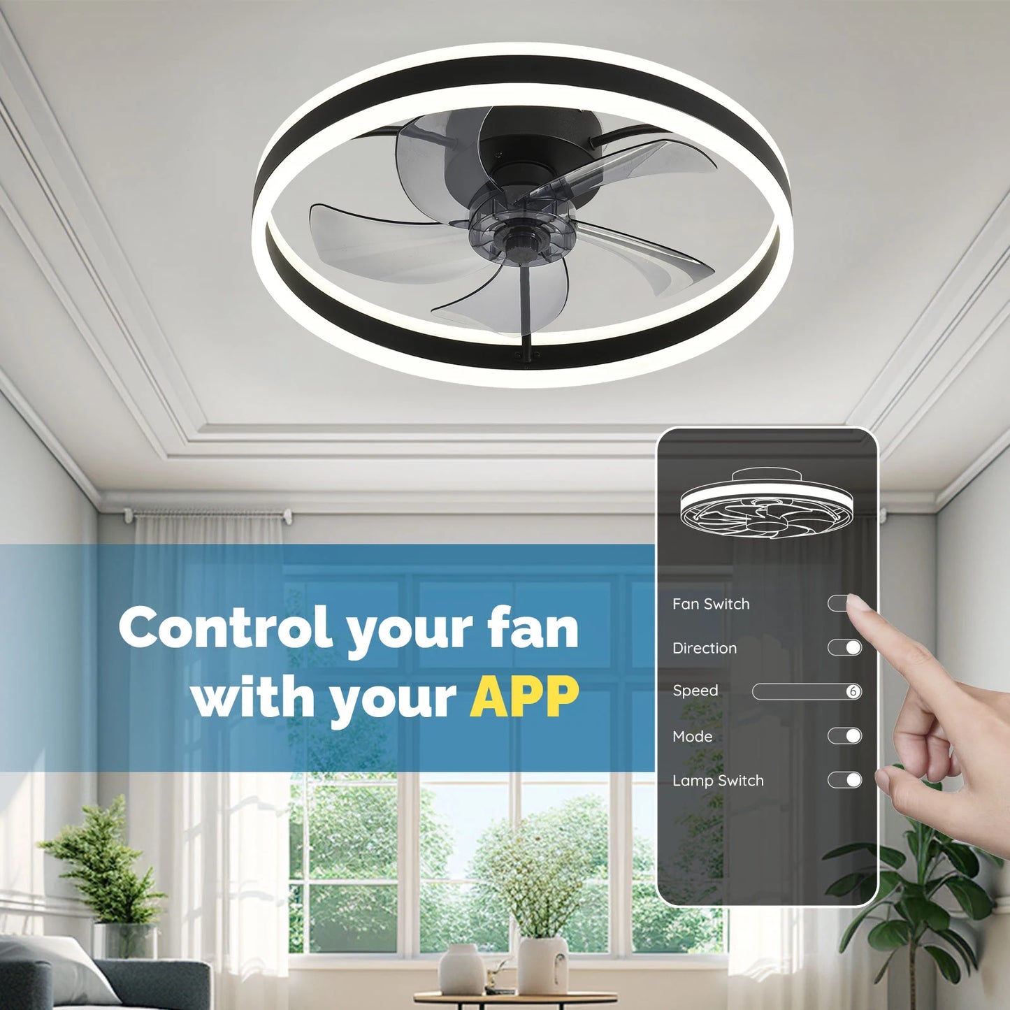 Orison Ceiling Fan Remote Control Flush Mount Dimmable Low Profile