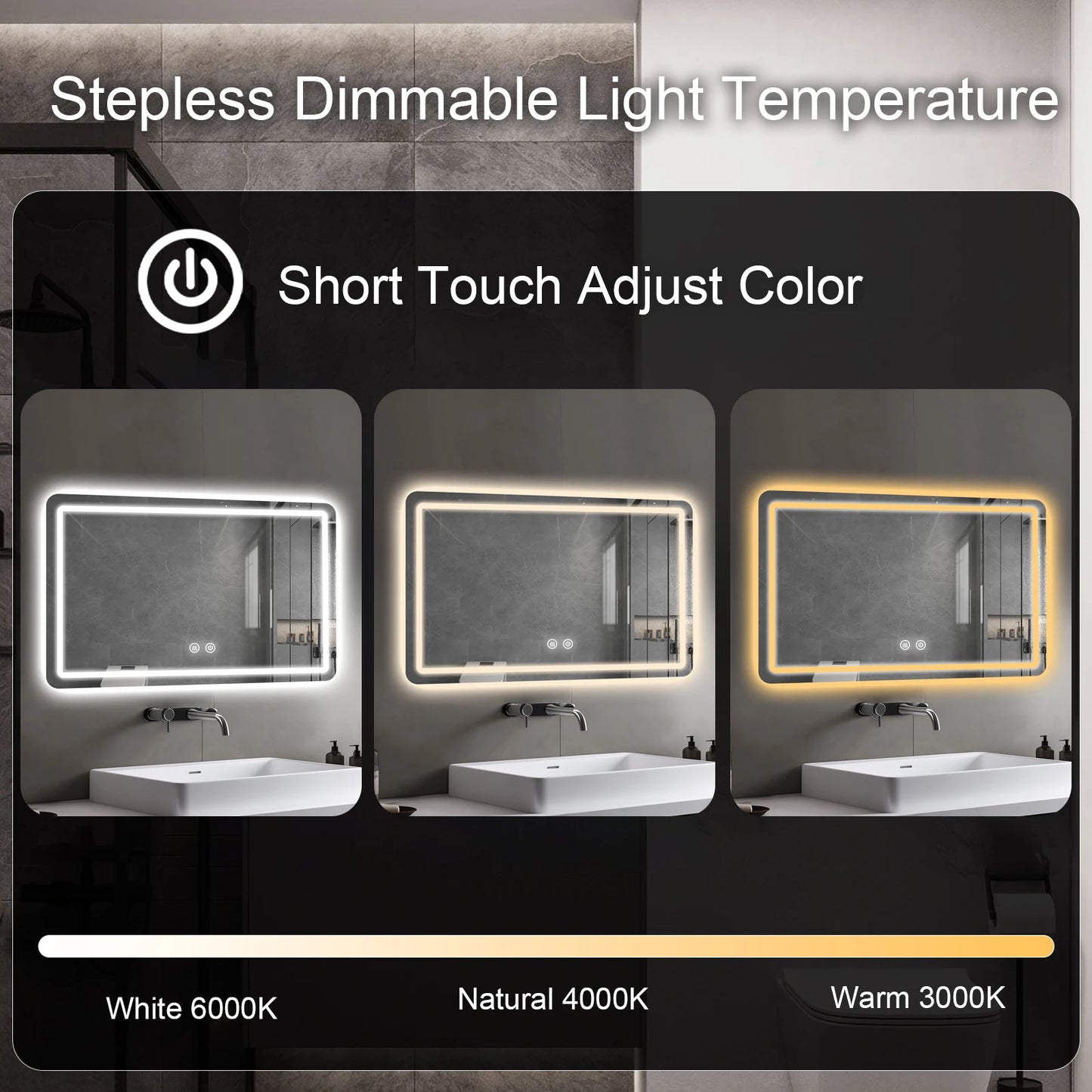 MYGIIVOVO LED Backlit Fogless Vanity Mirror With Demister