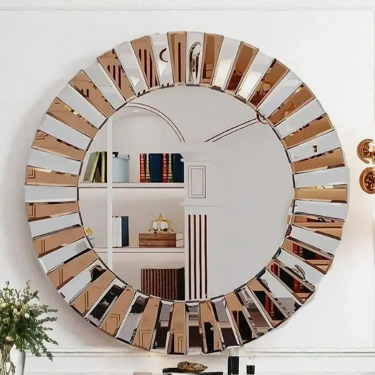 Round Starburst Decorative Wall Mirror For Bathroom And Living Room